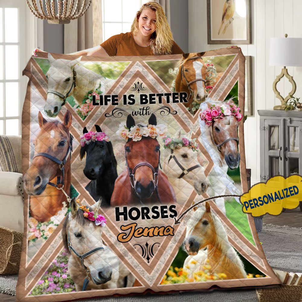 Horse Personalized Quilt Blanket HHH090614TN