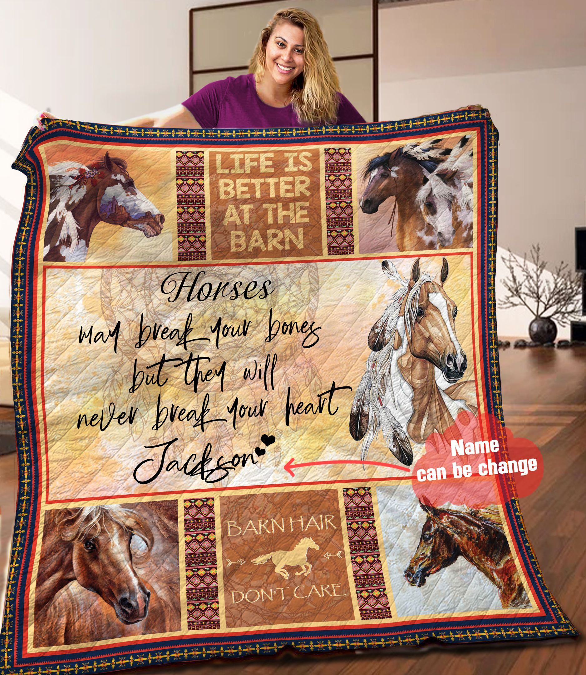 Horse Personalized Quilt Blanket HHH100607NA
