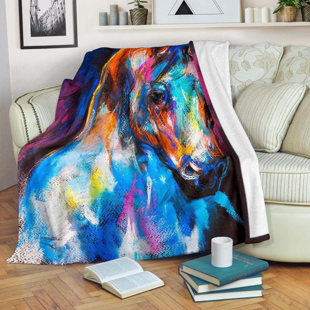 Horse Portrait Sherpa Fleece Blanket
