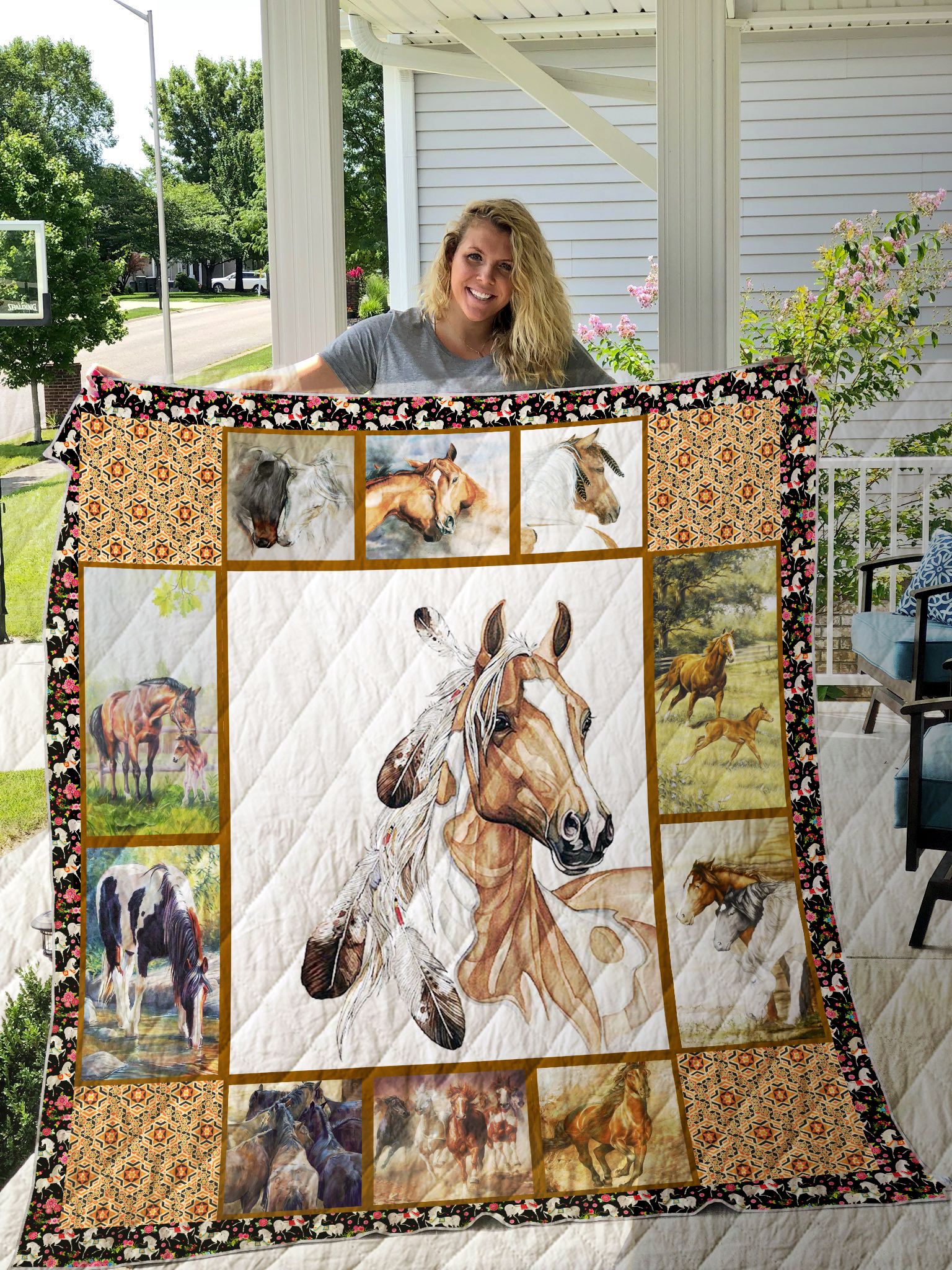 Horse Printed Quilt Blanket DHC1501603VT