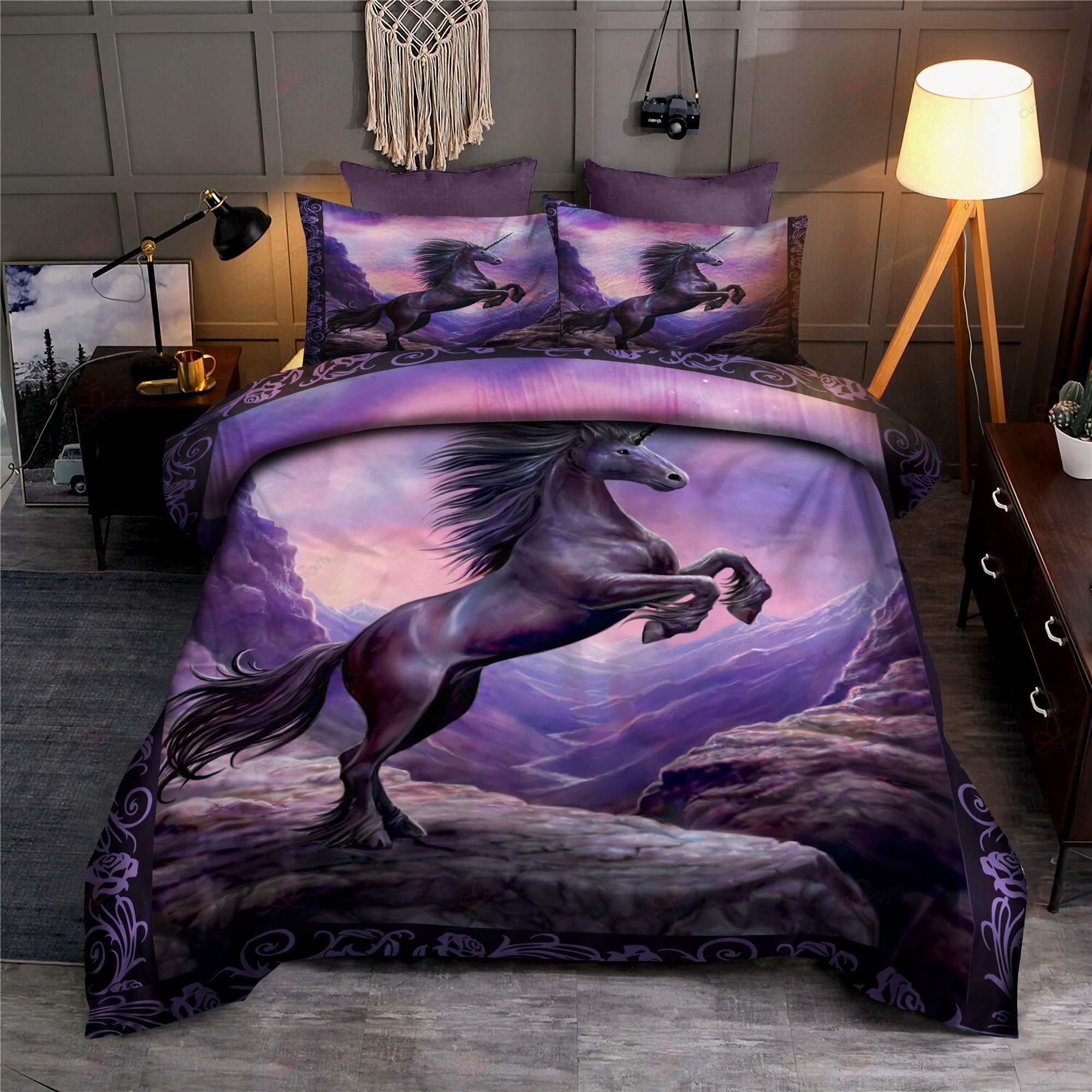 Horse Purple Art Bedding Set