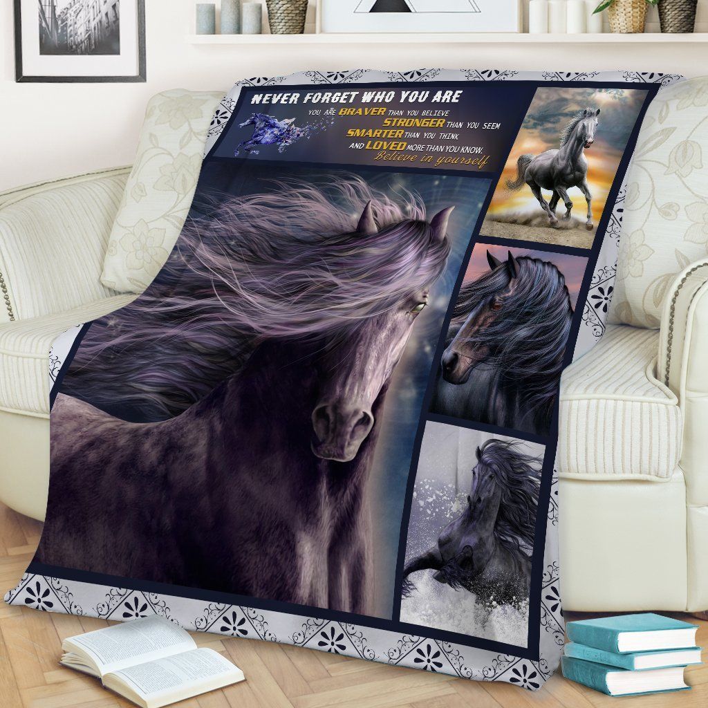 Horse Purple Sherpa Fleece Blanket