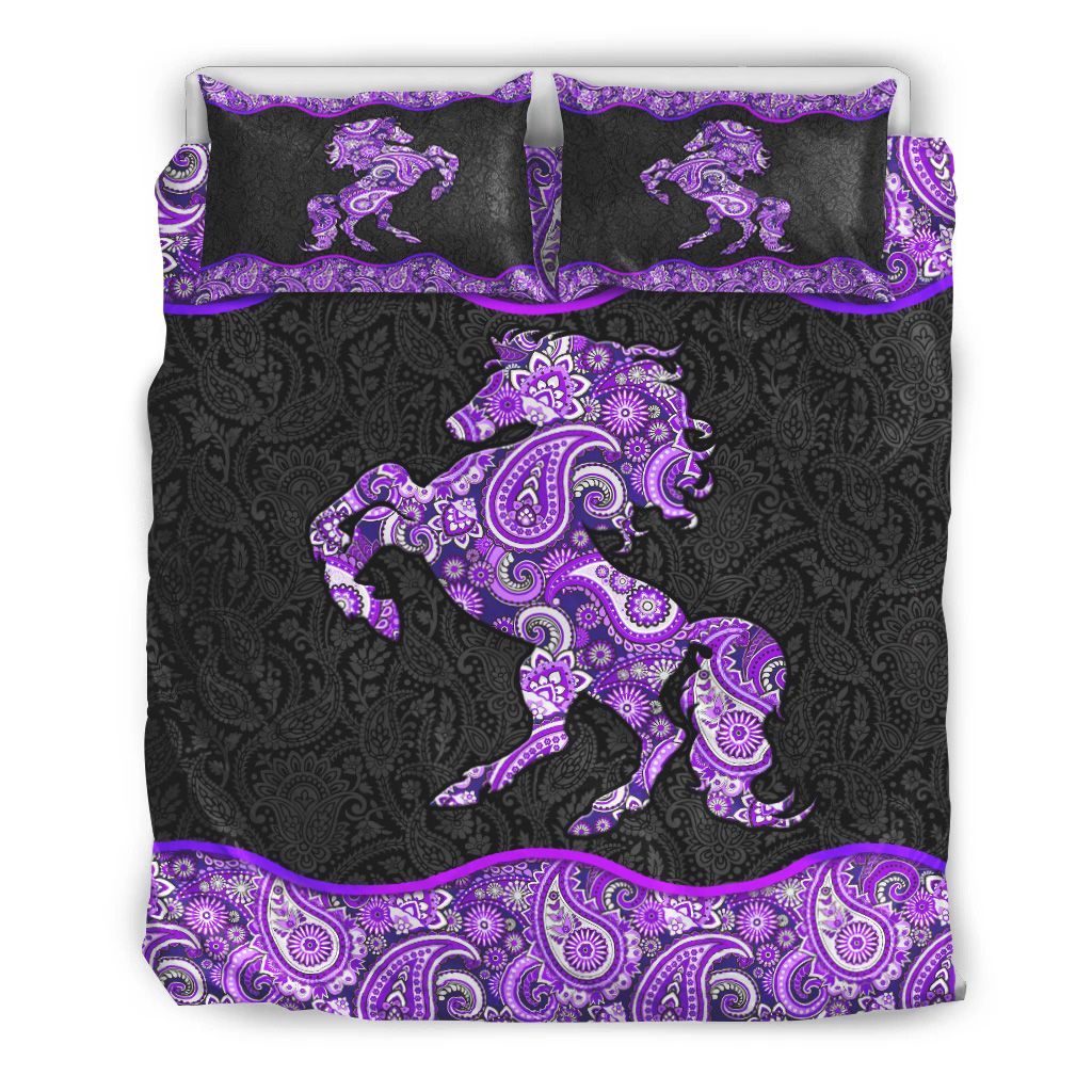 Horse Purple Paisley Bedding Set