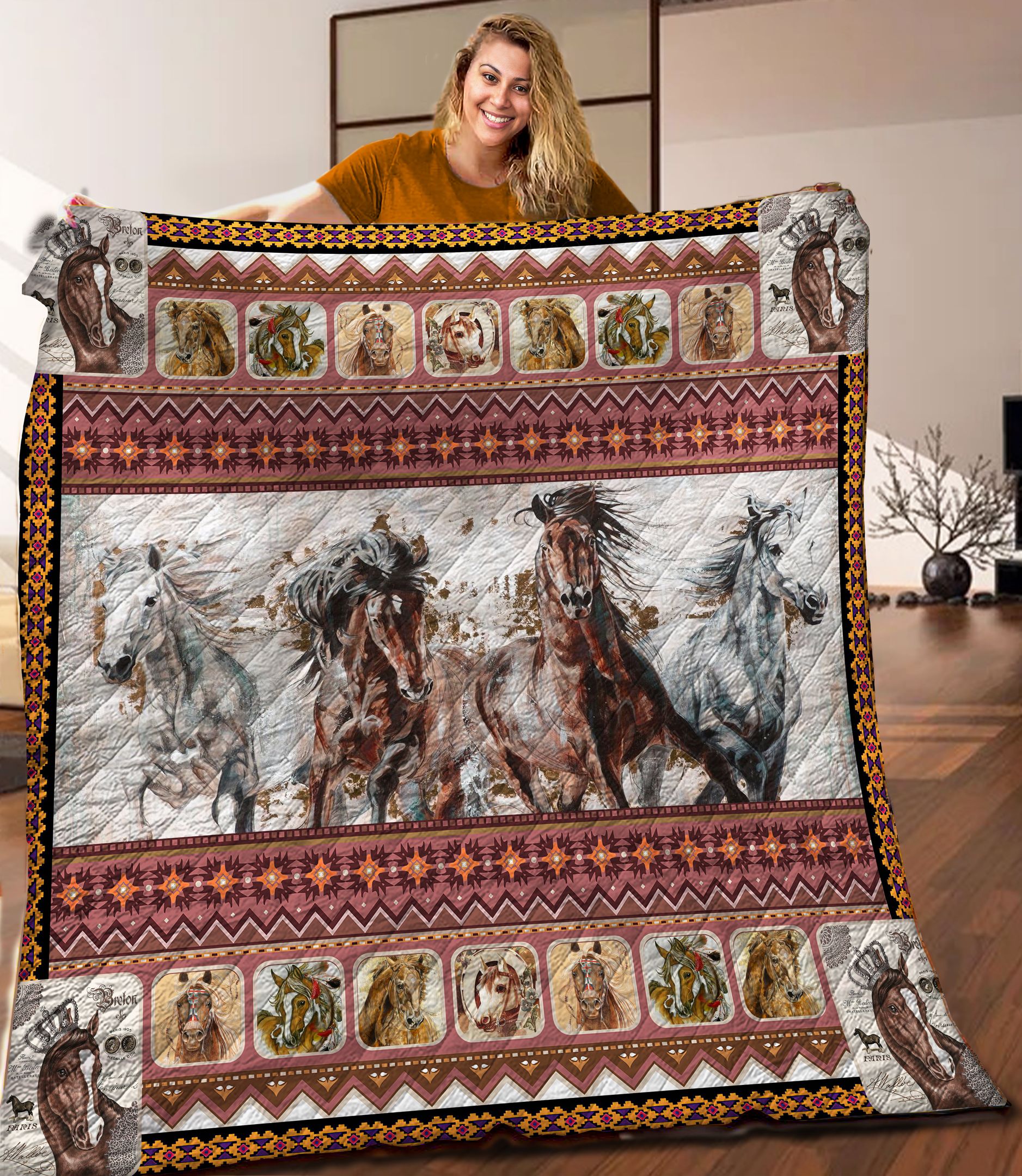 Horse Quilt Blanket C9B120603DL