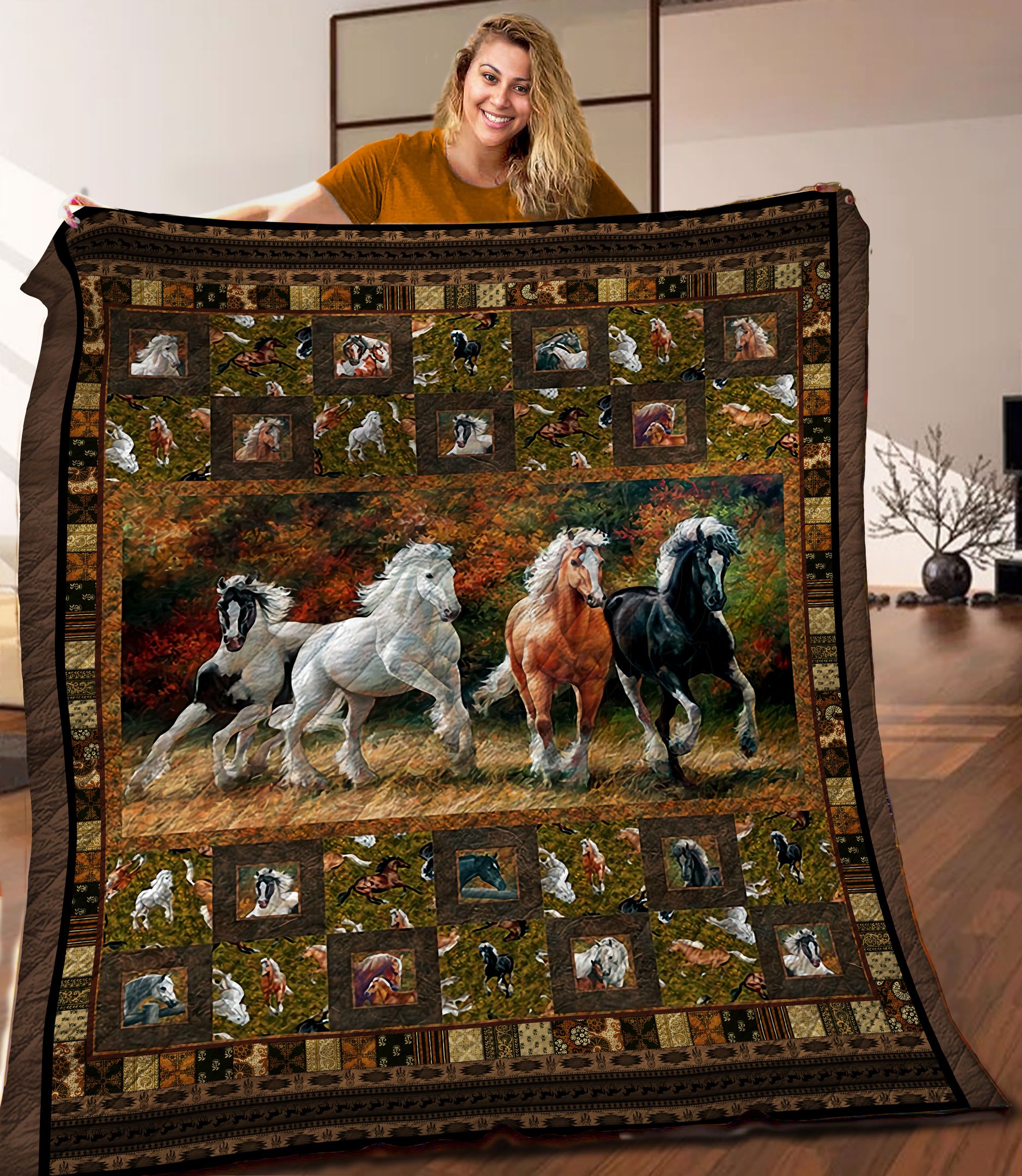 Horse Quilt Blanket C9B160601PT