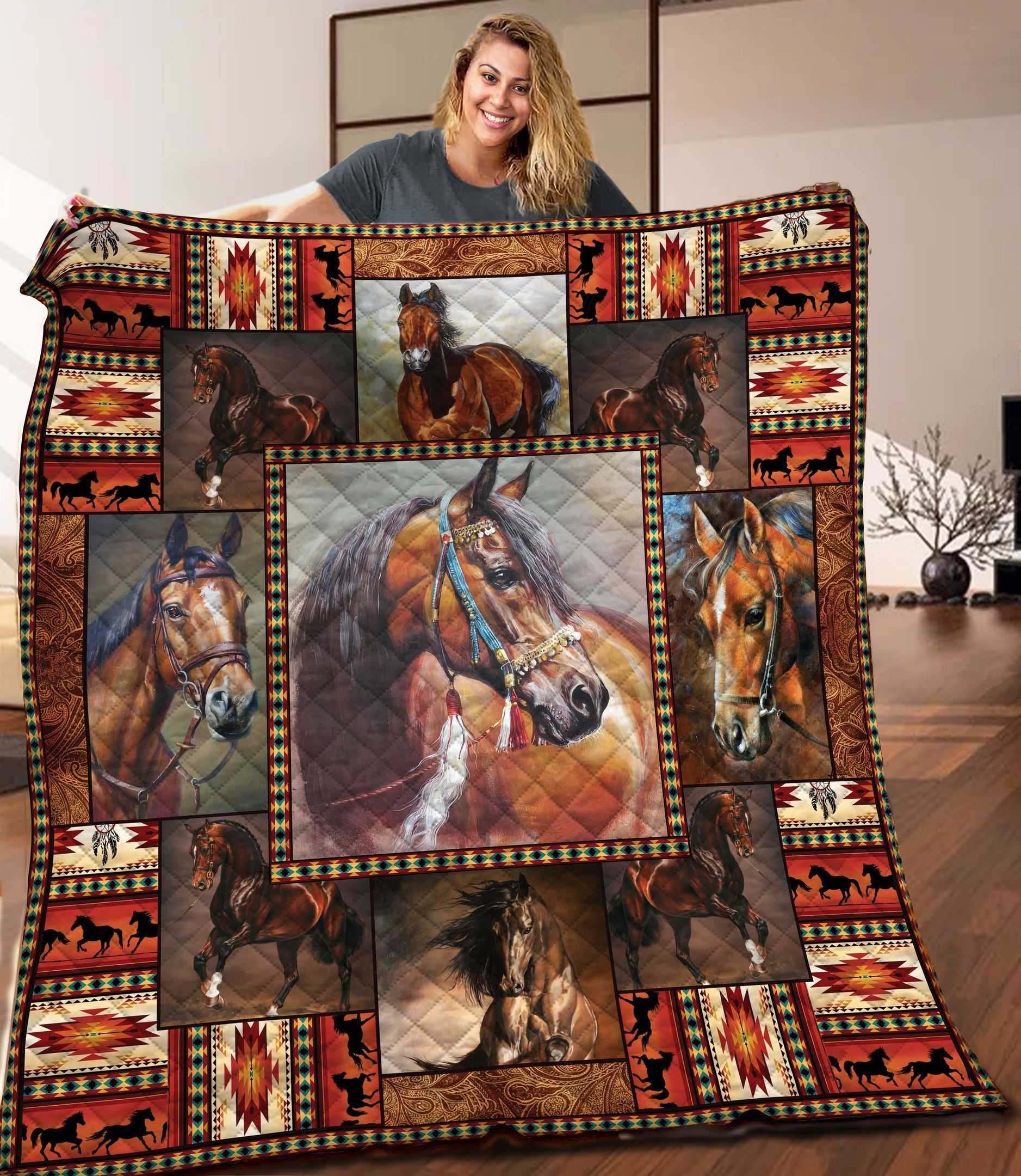 Horse Quilt Blanket C9B2803129TA