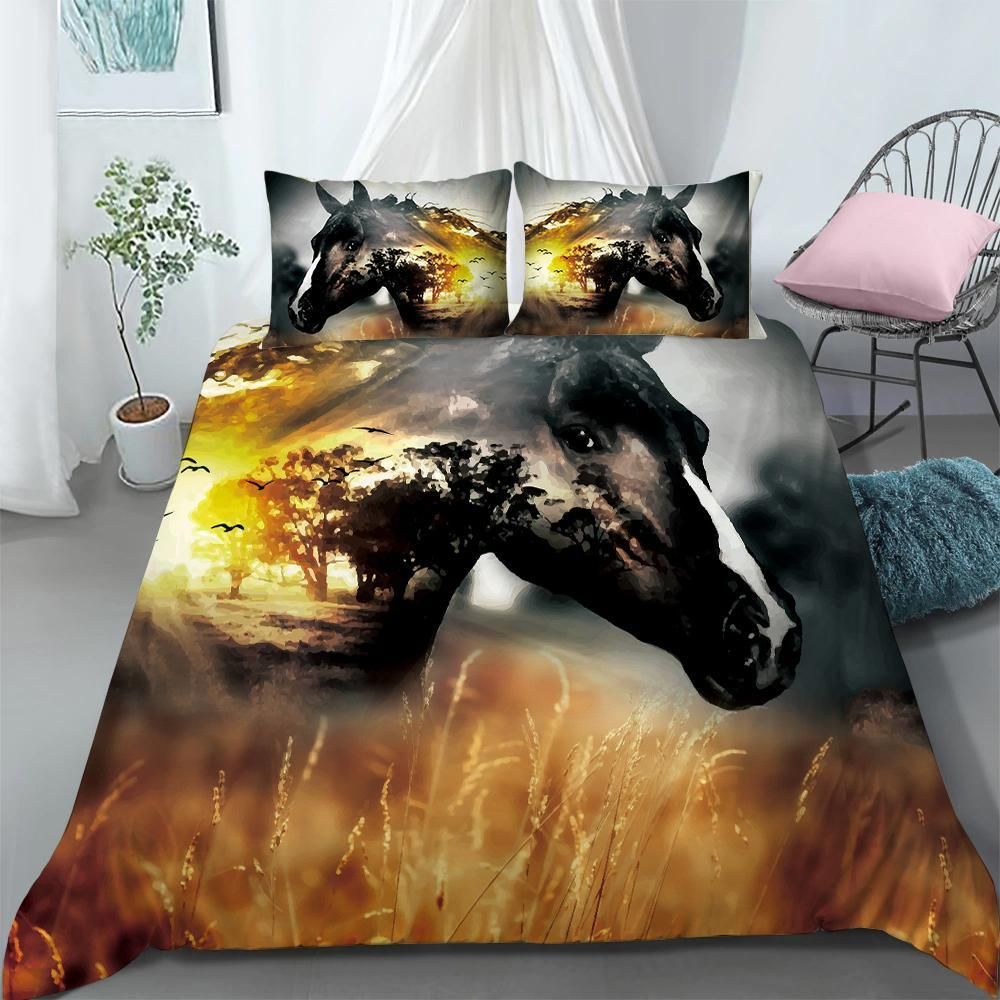Horse Race On Field Bedding Set