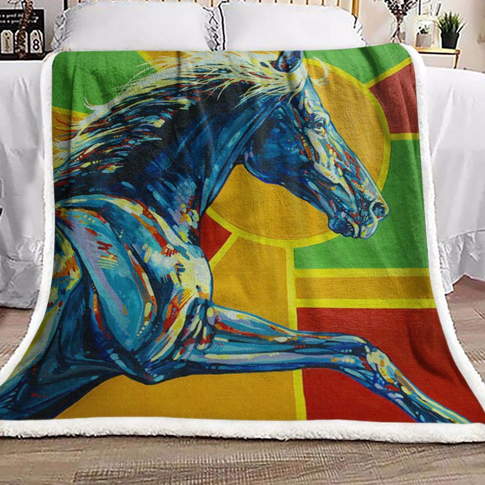 Horse Racing Sherpa Fleece Blanket