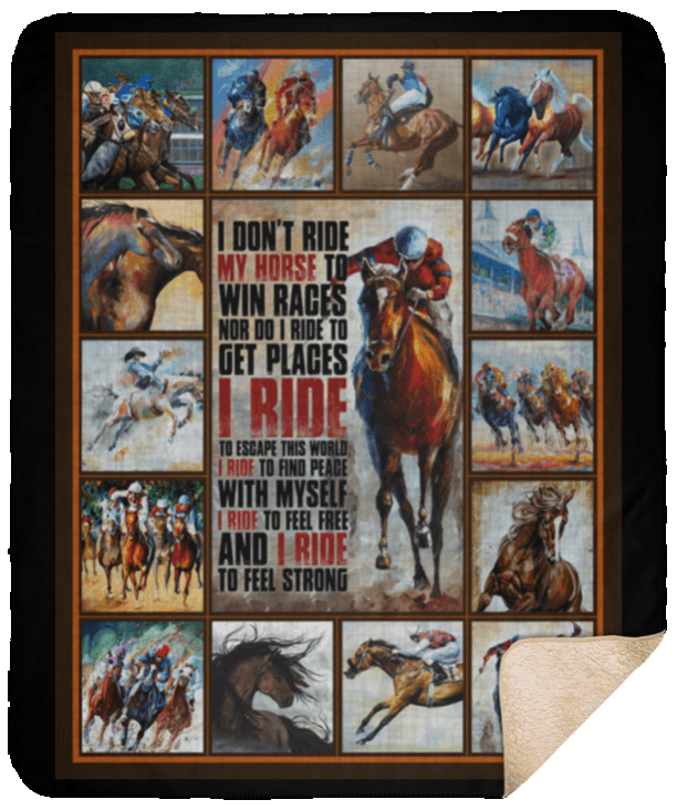 Horse Racing Sherpa Fleece Blanket