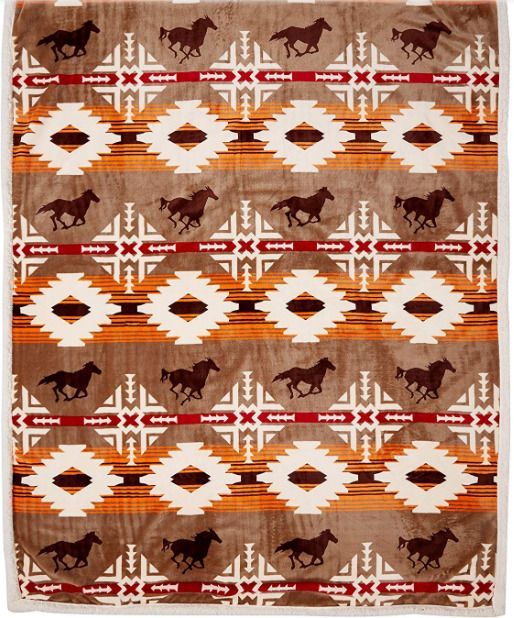 Horse Racing Sherpa Fleece Blanket