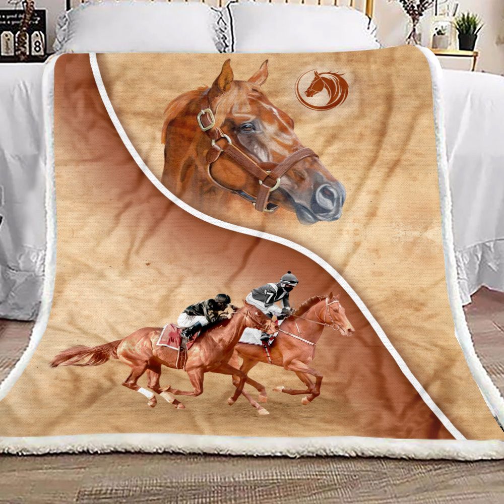 Horse Racing Fleece Blanket