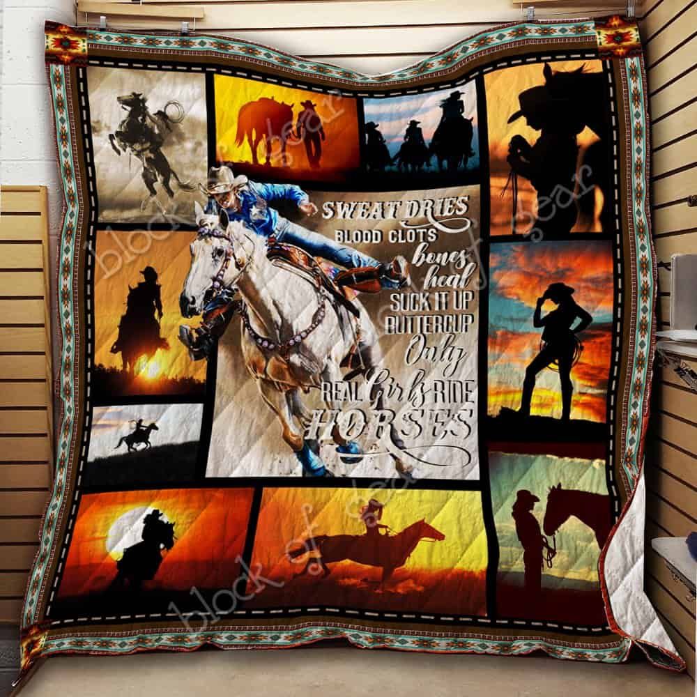 Horse Real Girls Ride Horses Quilt Blanket DHC3112574TD
