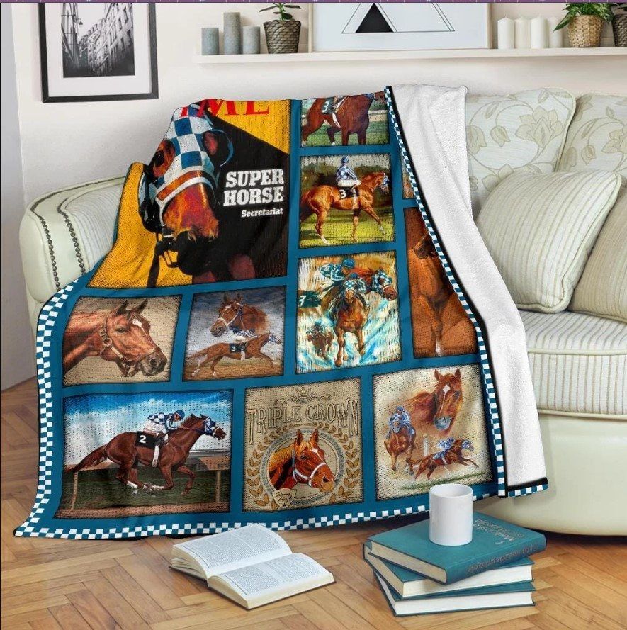 Horse Riding Sherpa Fleece Blanket