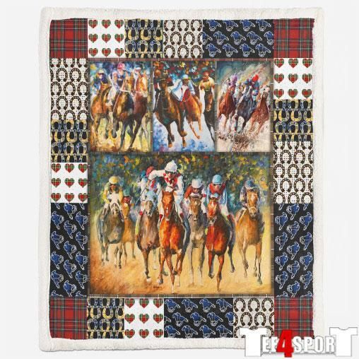 Horse Riding Sherpa Fleece Blanket