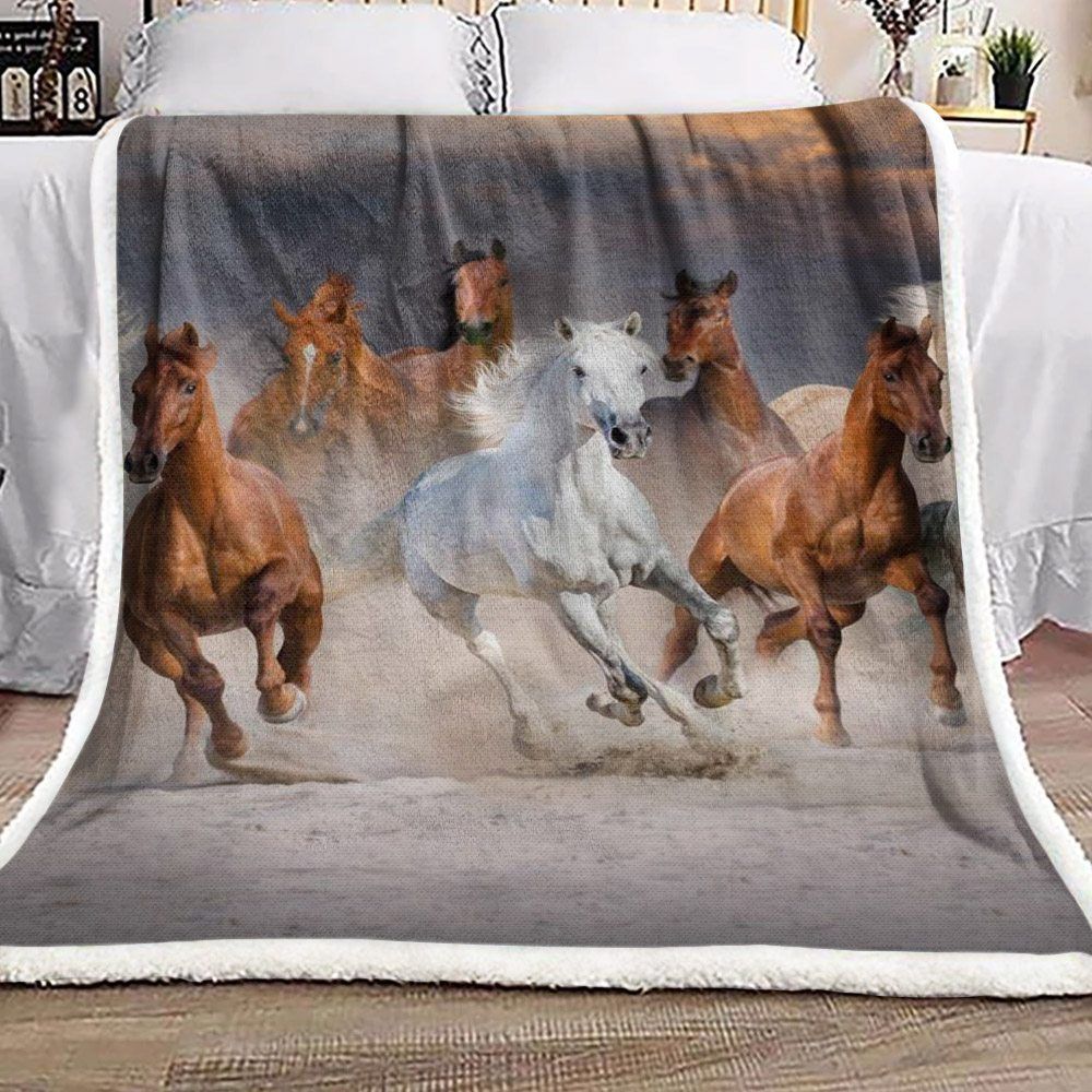 Horse Run Sherpa Fleece Blanket