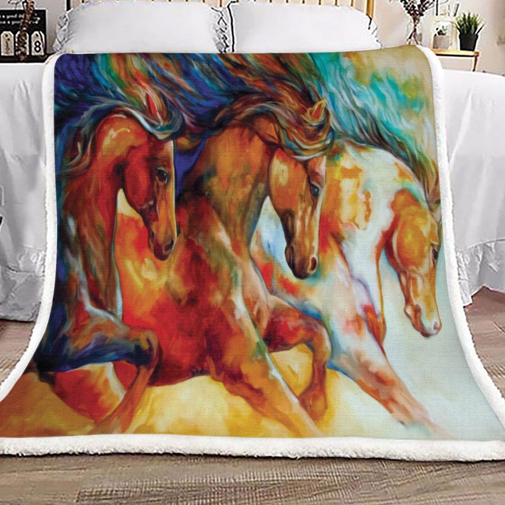 Horse Running Sherpa Fleece Blanket