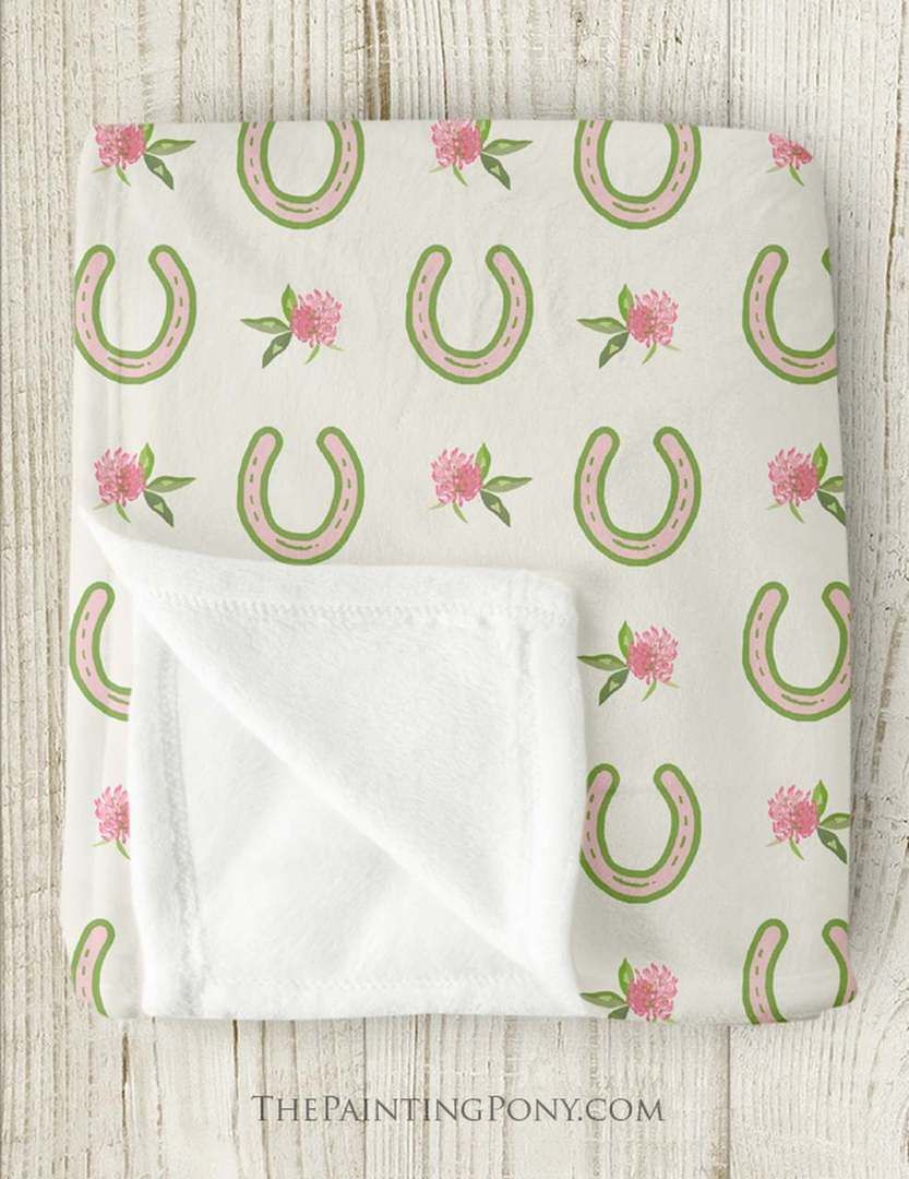 Horse Shoes And Clover Sherpa Fleece Blanket