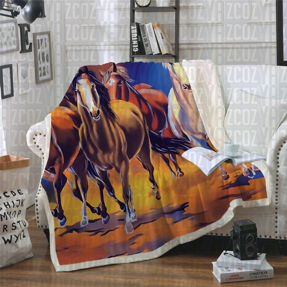 Horse Stampede Sherpa Fleece Blanket