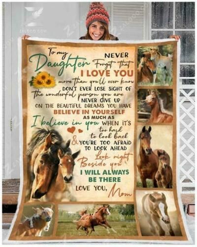 Horse Sunflower To My Daughter Never Forget That I Love You Sherpa Fleece Blanket