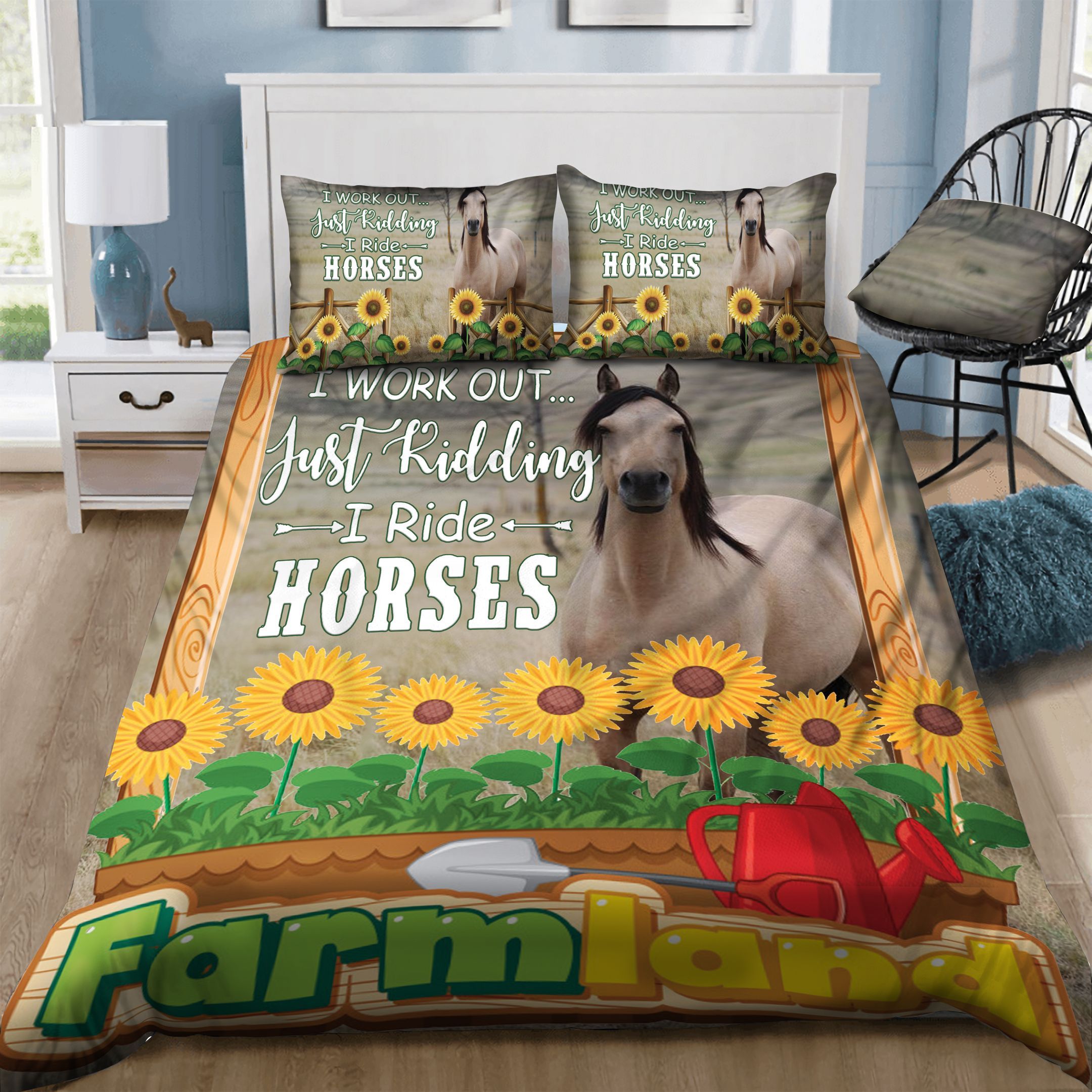 Horse Sunflowers  Bedding Set