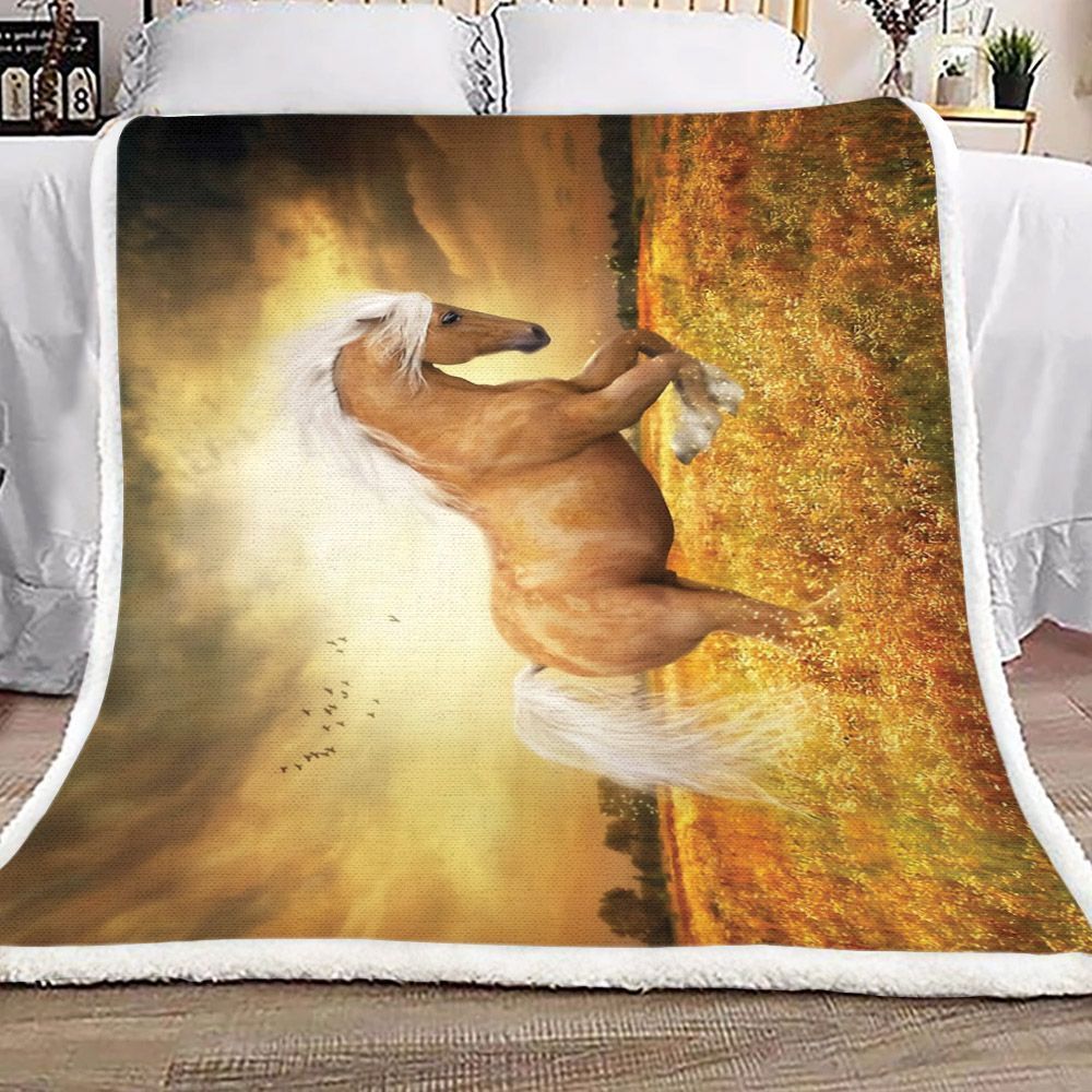 Horse Sunset Sherpa Fleece Blanket