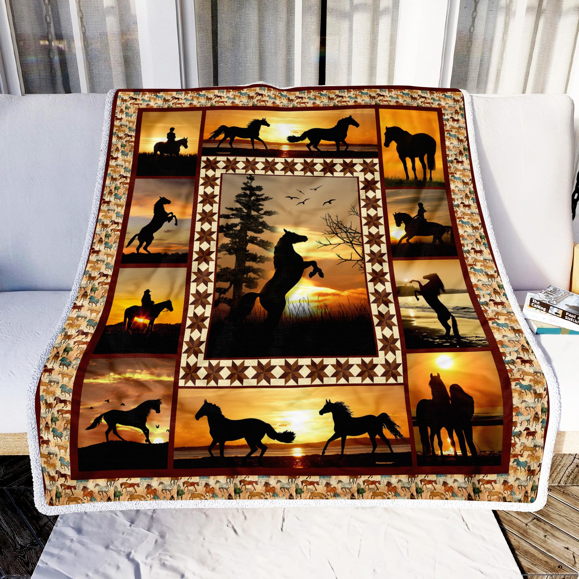 Horse Sunset Fleece Blanket