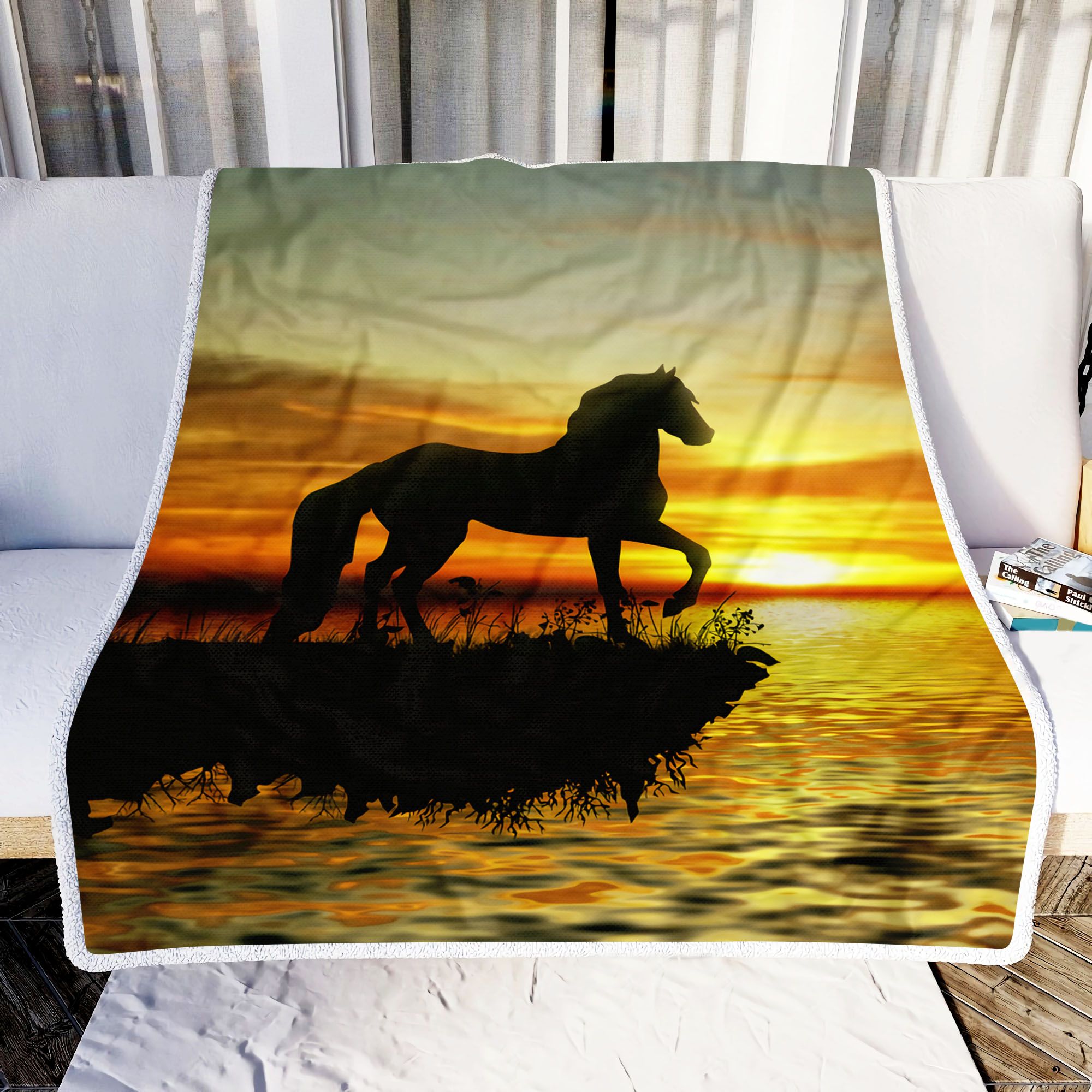 Horse Sunset Fleece Blanket
