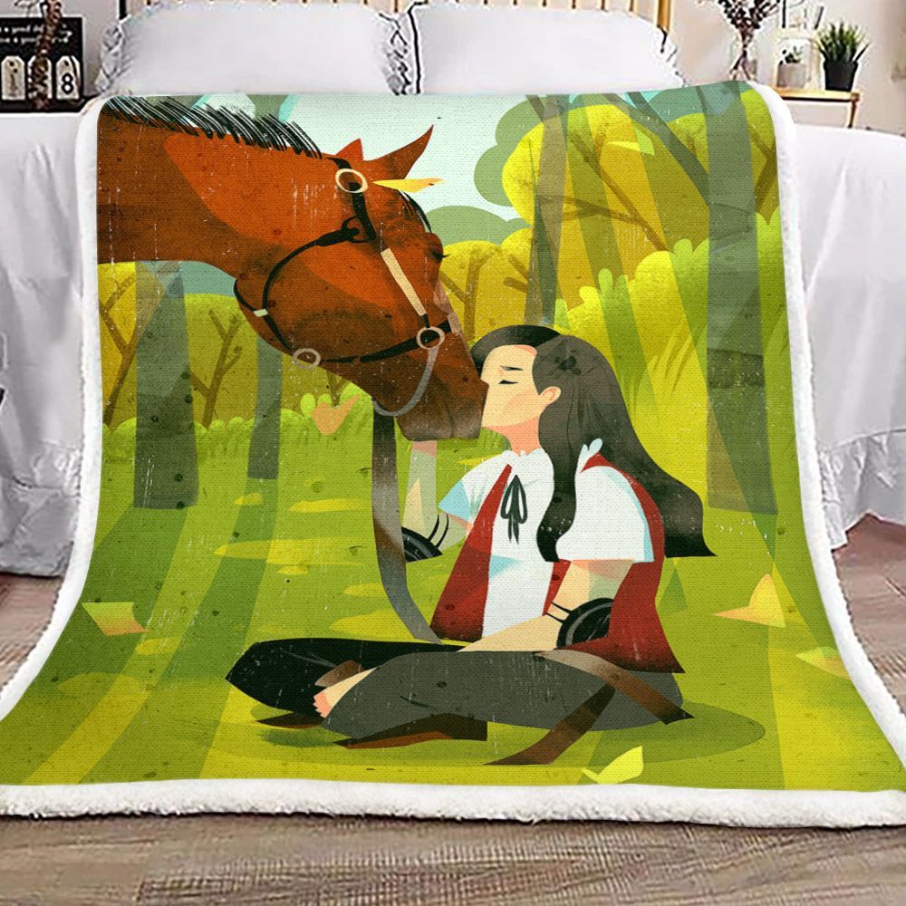Horse Sherpa Fleece Blanket