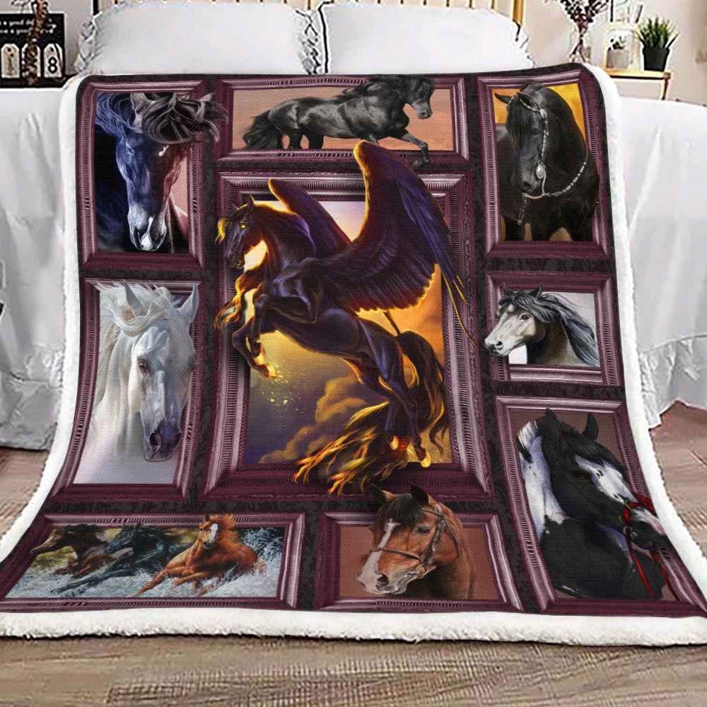 Horse Sherpa Fleece Blanket