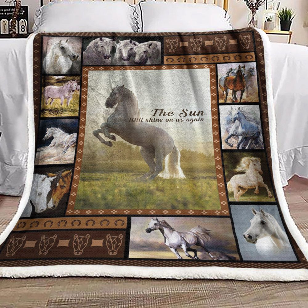 Horse The Sun Will Shine On Us Again Sherpa Fleece Blanket