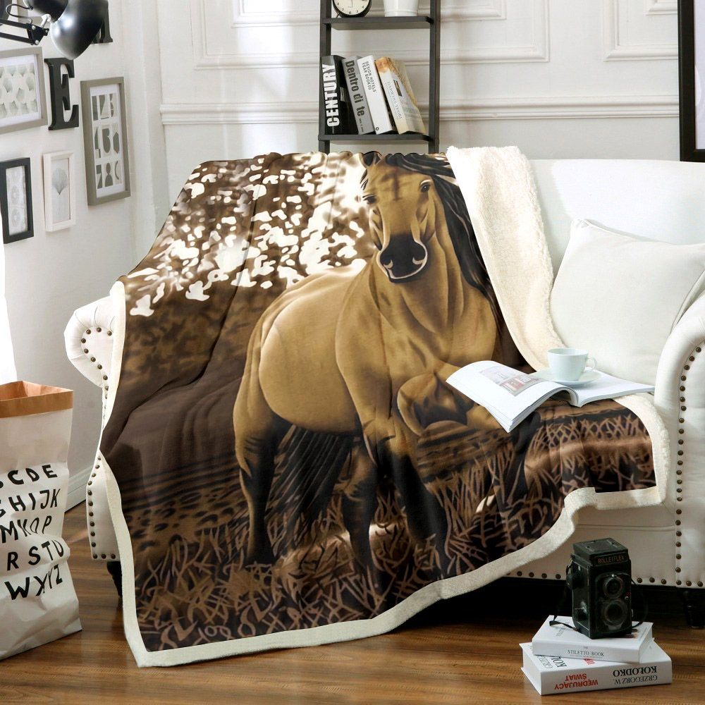 Horse Sherpa Fleece Blanket