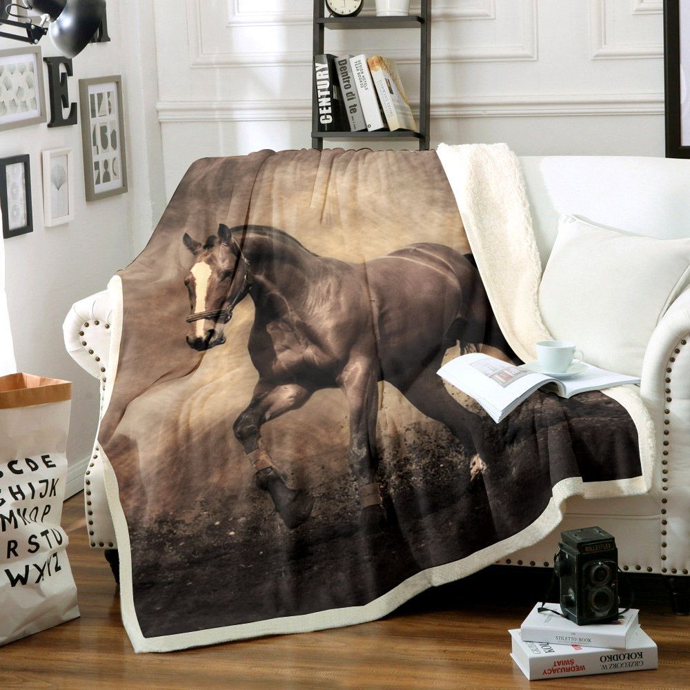 Horse Sherpa Fleece Blanket