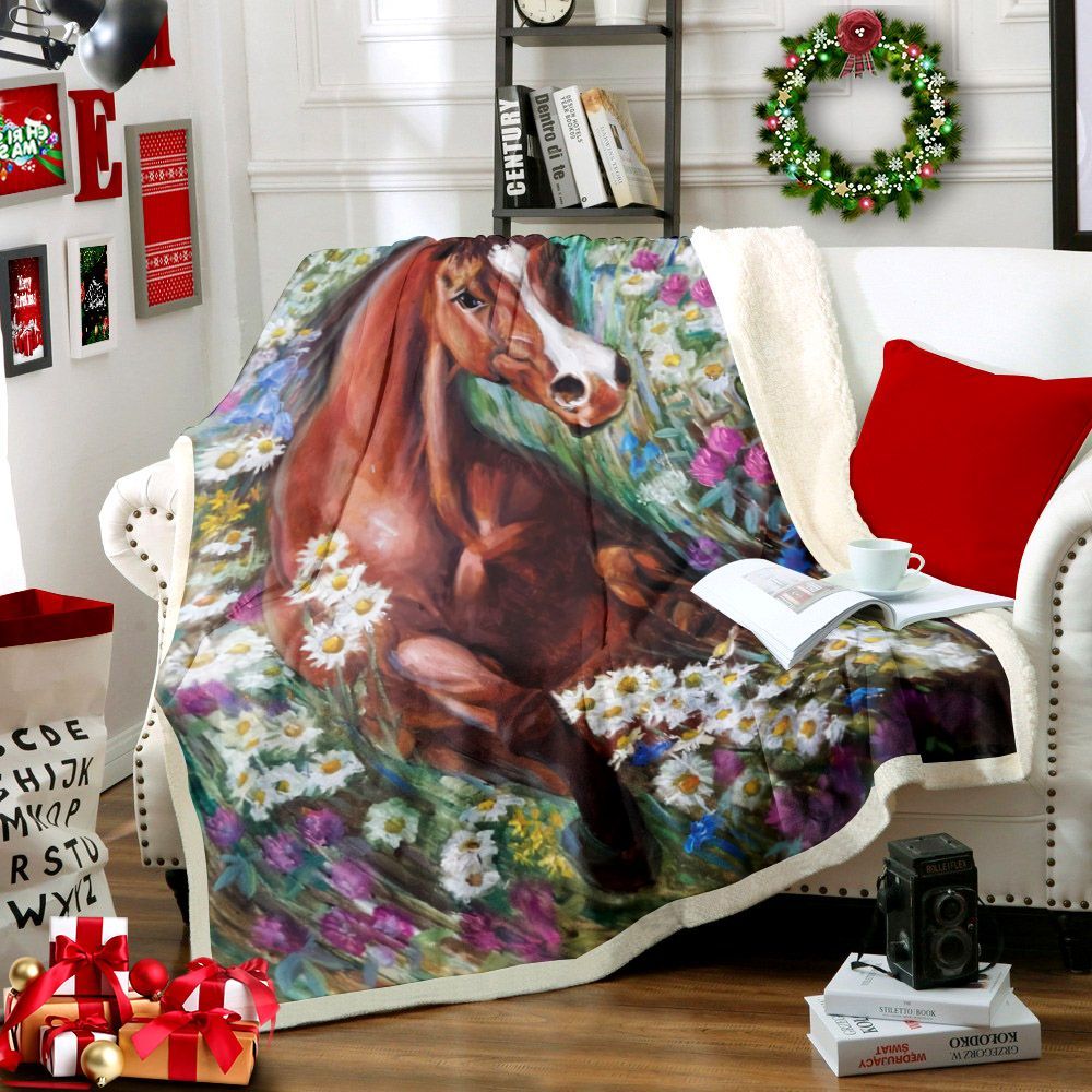Horse Sherpa Fleece Blanket