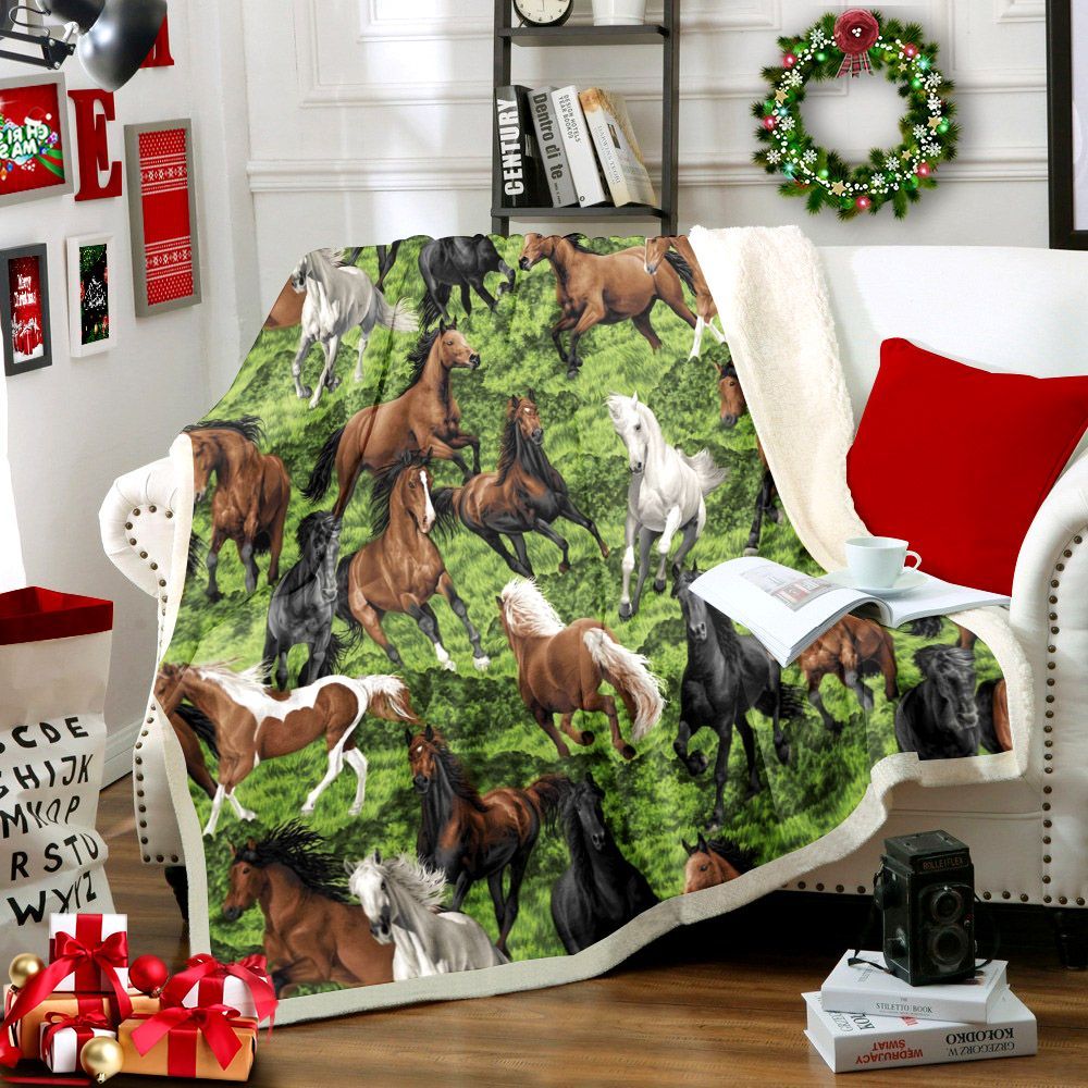 Horse Sherpa Fleece Blanket