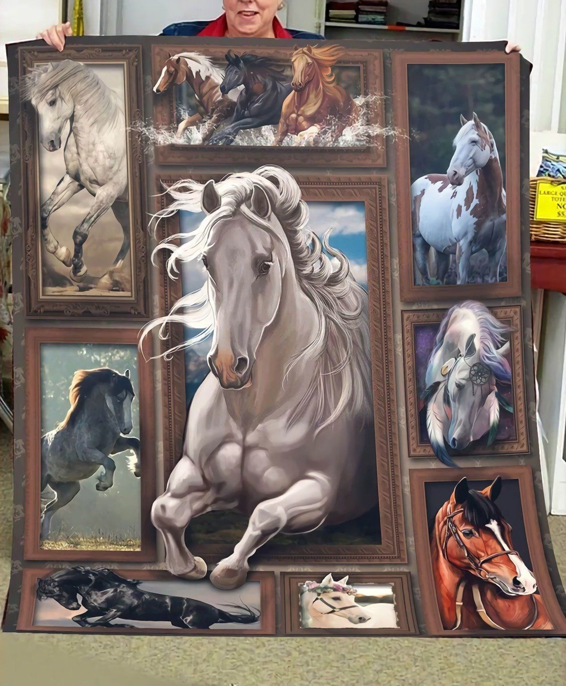 Horse To Frames Sherpa Fleece Blanket