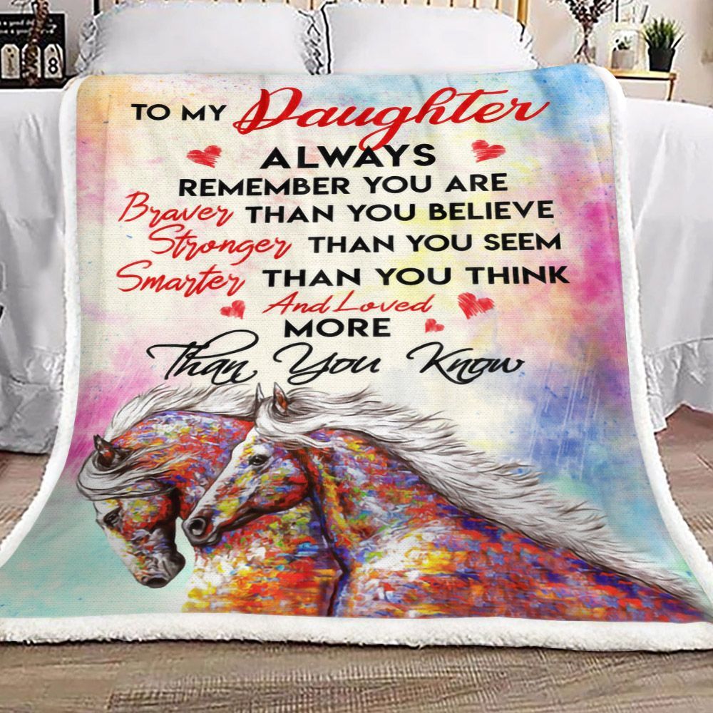 Horse To My Daughter Sherpa Fleece Blanket