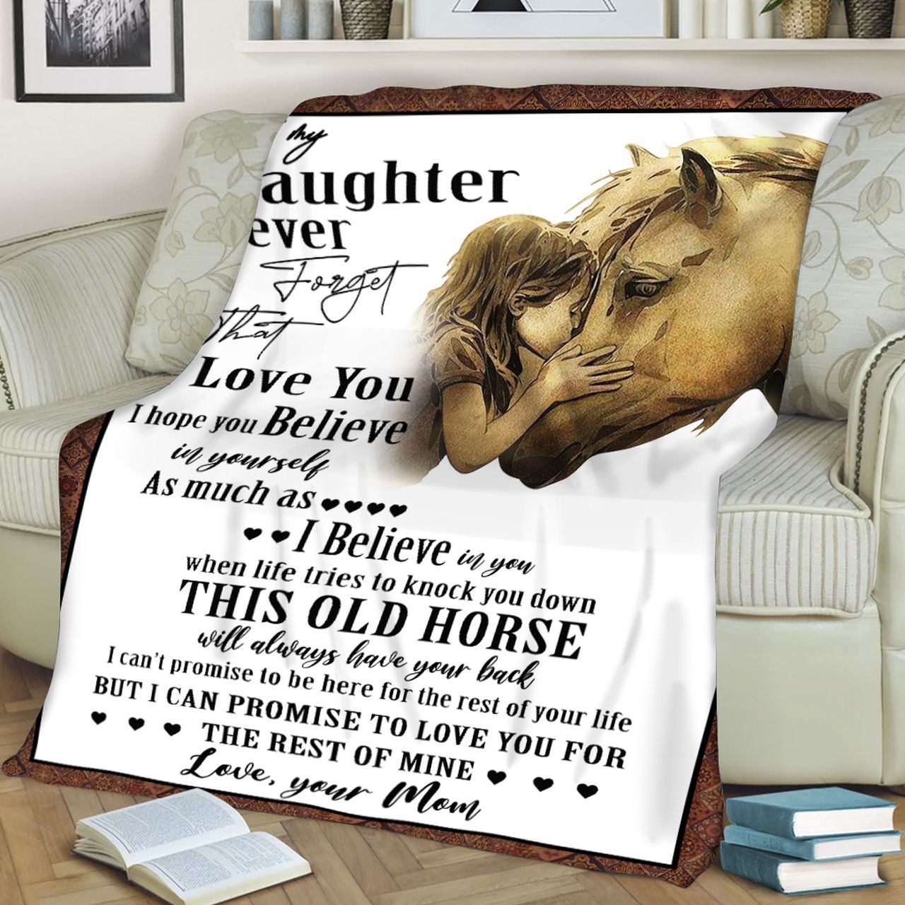 Horse To My Daughter Sherpa Fleece Blanket