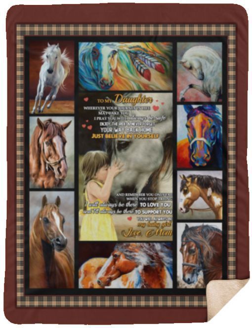 Horse To My Daughter Sherpa Fleece Blanket