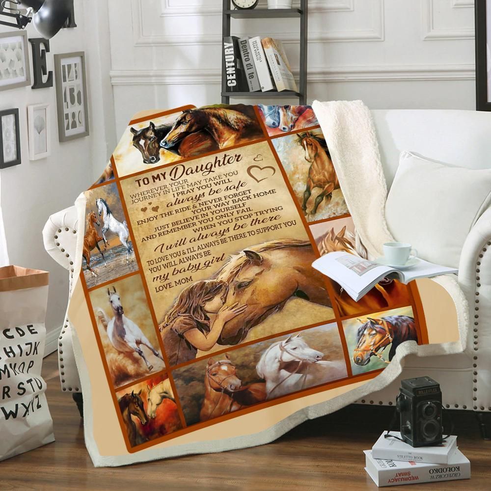 Horse To My Daughter Sherpa Fleece Blanket