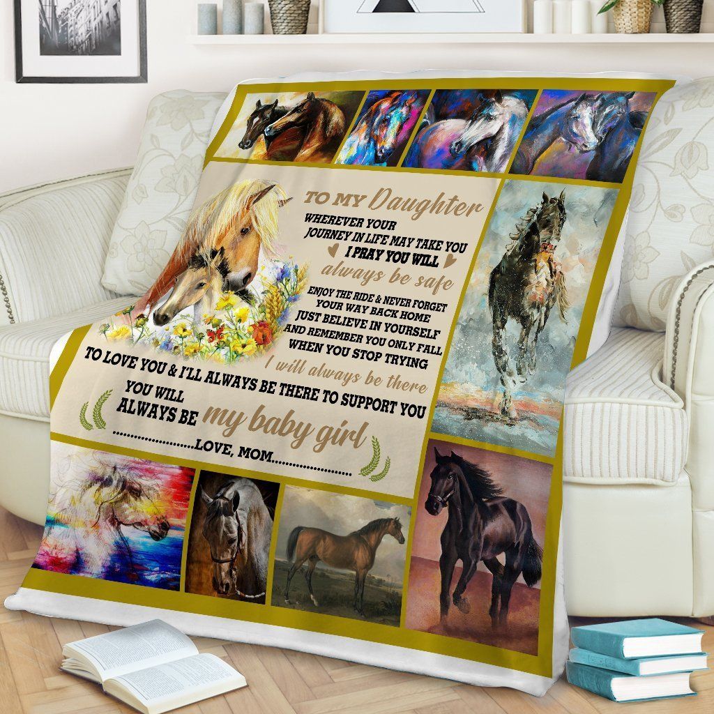 Horse To My Daughter Sherpa Fleece Blanket
