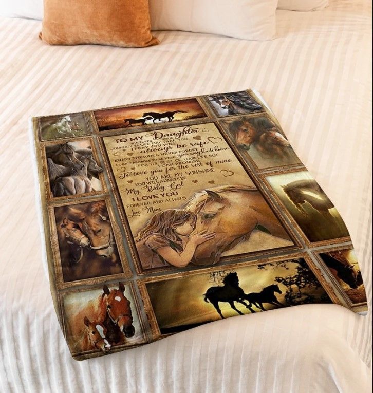 Horse To My Daughter Sherpa Fleece Blanket