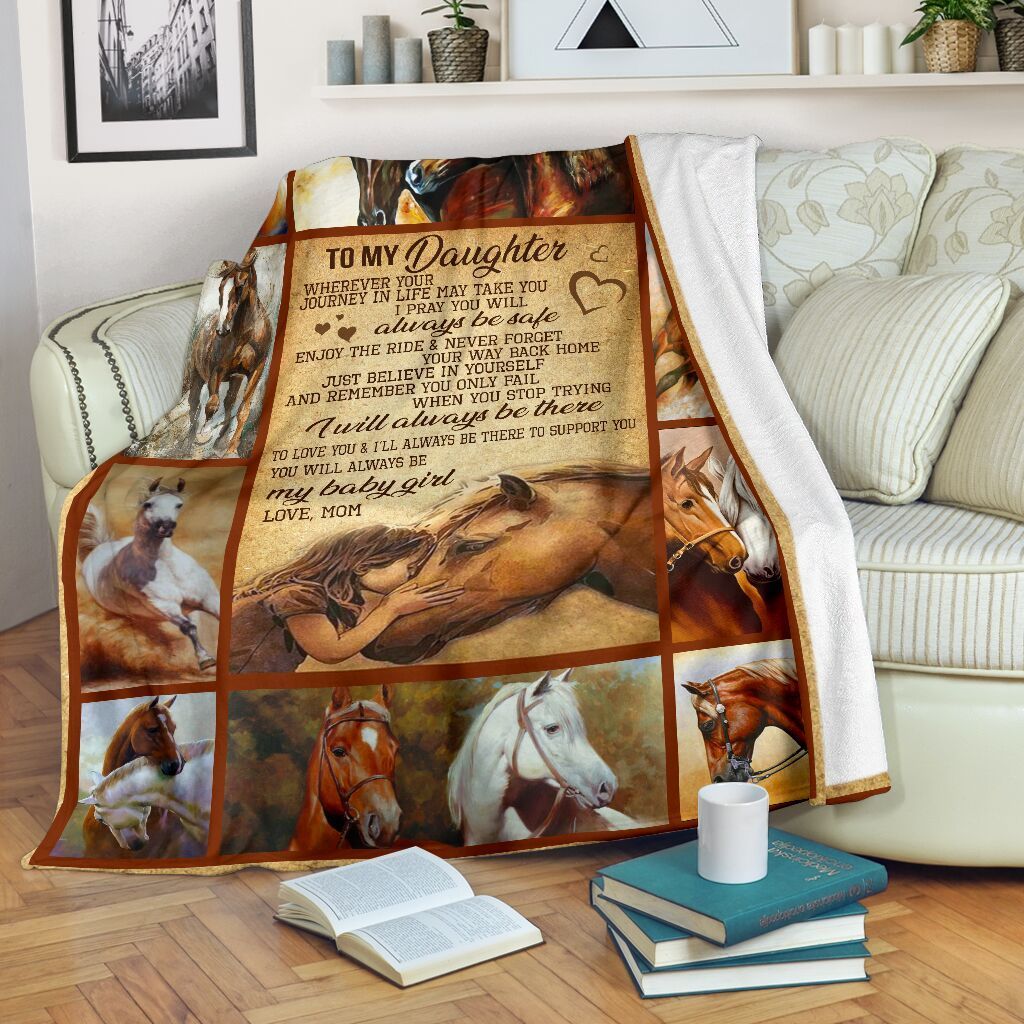 Horse To My Daughter Sherpa Fleece Blanket