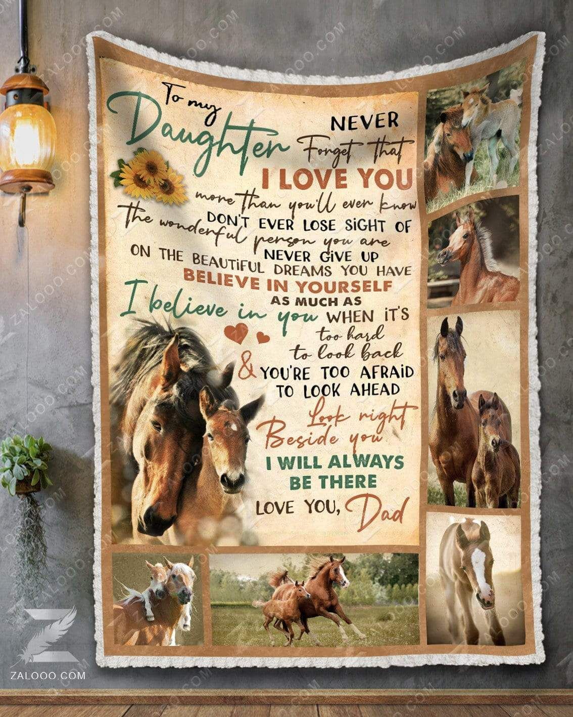 Horse To My Daughter Dad I Will Always Be There Sherpa Fleece Blanket