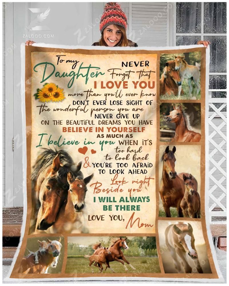 Horse To My Daughter I Will Always Be There Sherpa Fleece Blanket