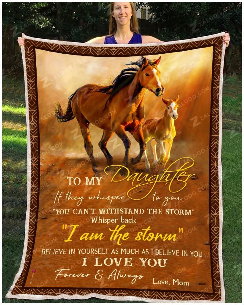 Horse To My Daughter Love Mom Sherpa Fleece Blanket