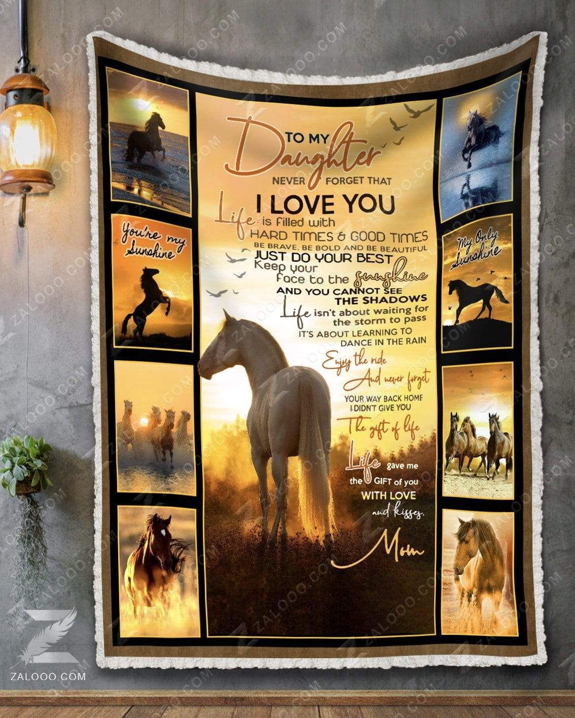 Horse To My Daughter You Are My Sunshine Sherpa Fleece Blanket