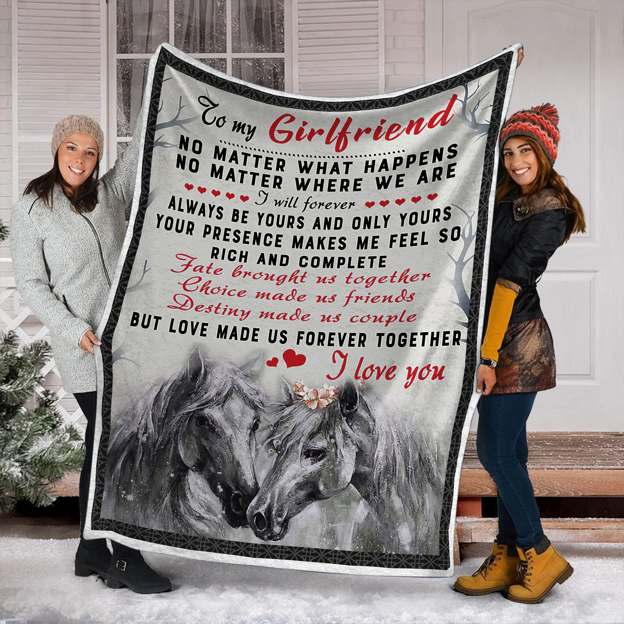 Horse To My Girl Friend Fleece Blanket