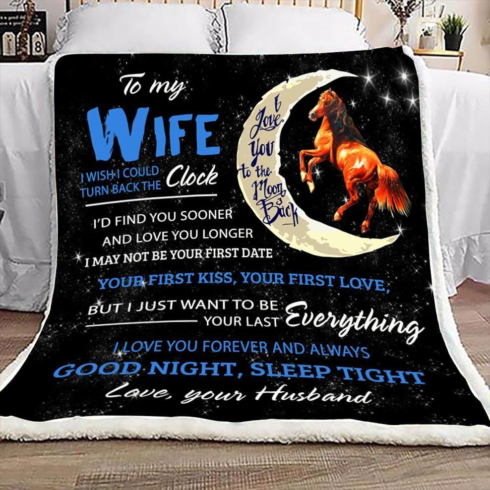 Horse To My Gorgeous Wife Sherpa Fleece Blanket