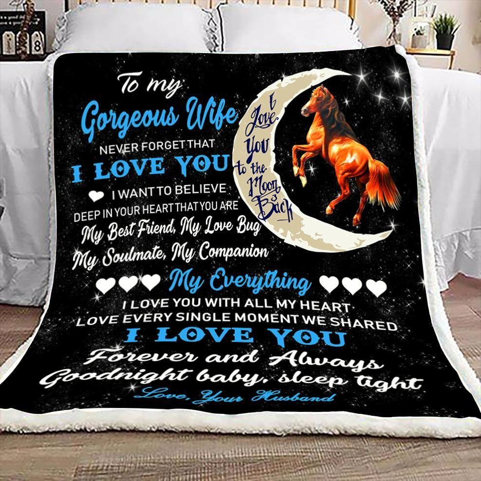 Horse To My Gorgeous Wife Sherpa Fleece Blanket