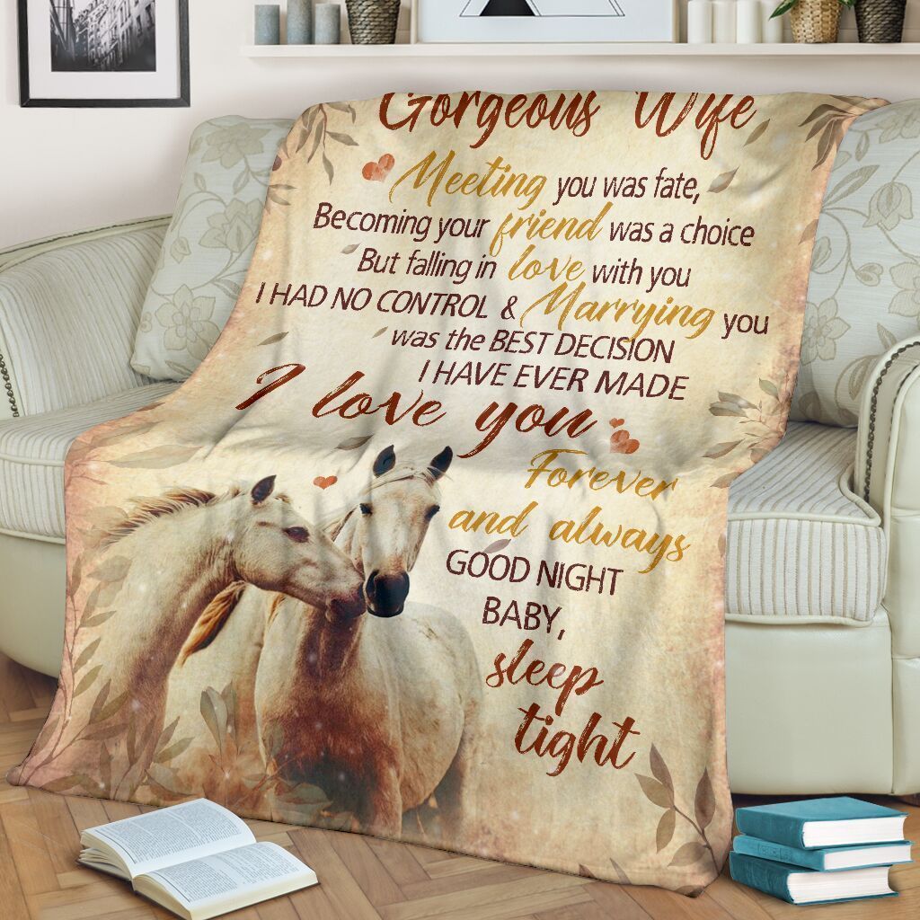 Horse To My Gorgeous Wife Sherpa Fleece Blanket